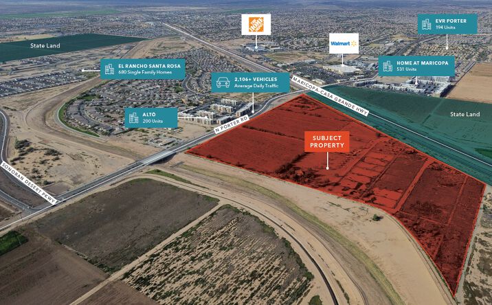 Pictures of Land property located at Maricopa-Casa Grande Hwy & Porter Rd, SEC, Maricopa, AZ 85138 for sales - image #1