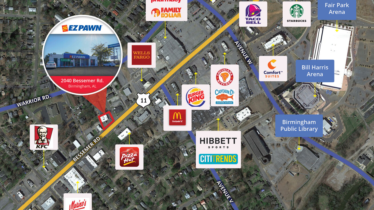 2040 Bessemer Rd, Birmingham, AL 35208 Retail Property for Sale EZ Pawn