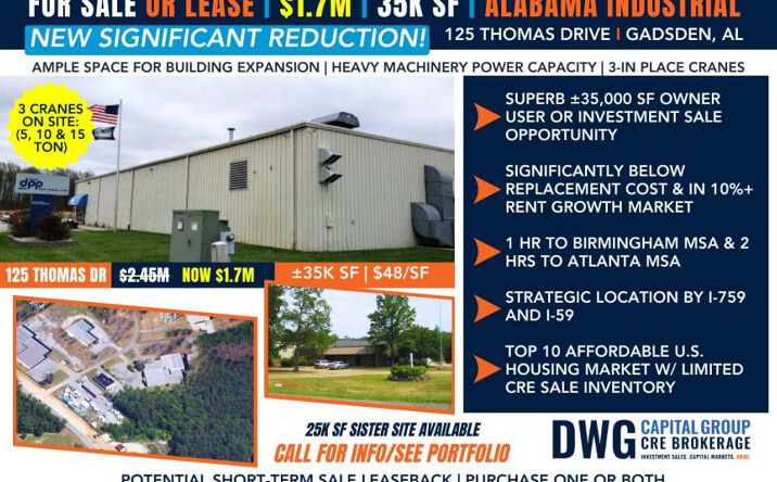 Pictures of Industrial property located at 125 Thomas Dr, Gadsden, AL 35904 for sales - image #1