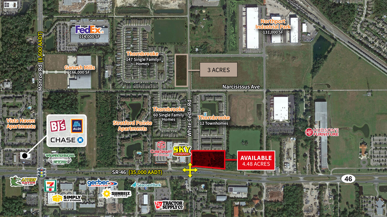 State Road 46 & N White Cedar Road, Sanford, FL, Sanford, US 32771
