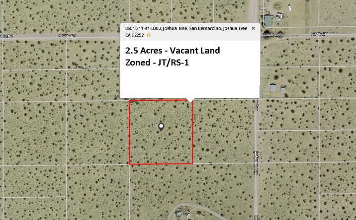Pictures of Land property located at Laferney Ave, Joshua Tree, CA 92252 for sales - image #1