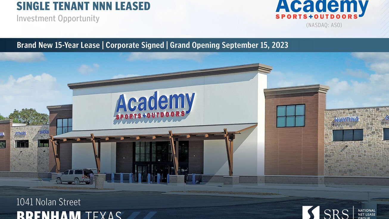 1041 Nolan, Brenham, TX 77833 - Academy Sports, New 15yr Corp NNN w/  Incrses