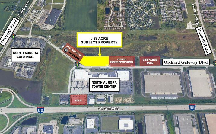 Pictures of Land, Senior Living property located at Lot 16W - Orchard Gateway Blvd, North Aurora, IL 60542 for sales - image #1