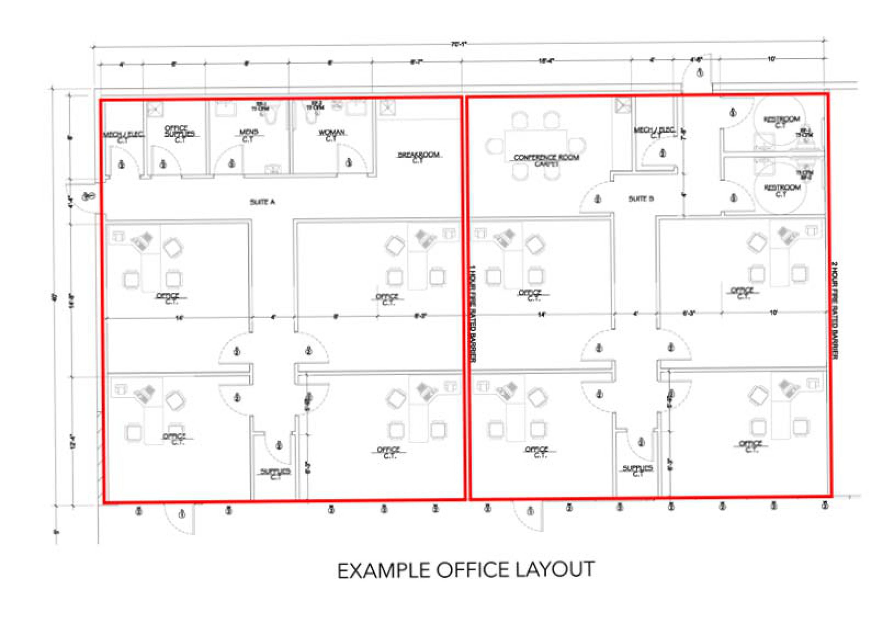 Floor plan of a Class A office building at 23692 Highway 59 North, Kingwood, TX.