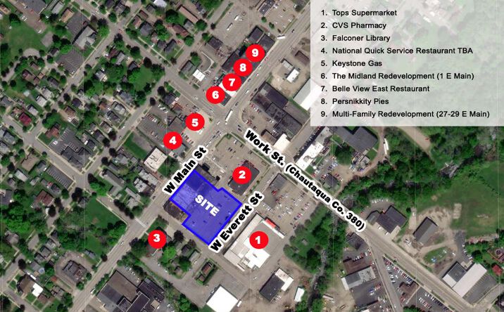 Pictures of Retail, Land property located at 21-37 West Main Street and West Everett St, Falconer, NY 14733 for sales - image #1