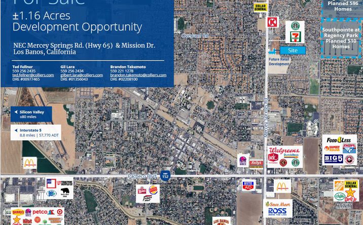 Pictures of Land property located at NEC Mercey Springs Rd. (Hwy 65) & Mission Dr, Los Banos, CA 93622 for sales - image #1