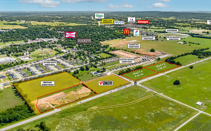 Pictures of Land property located at Tracts 2-5 Hwy 62 & S Mock St, Prairie Grove, AR 72753 for sales - image #1