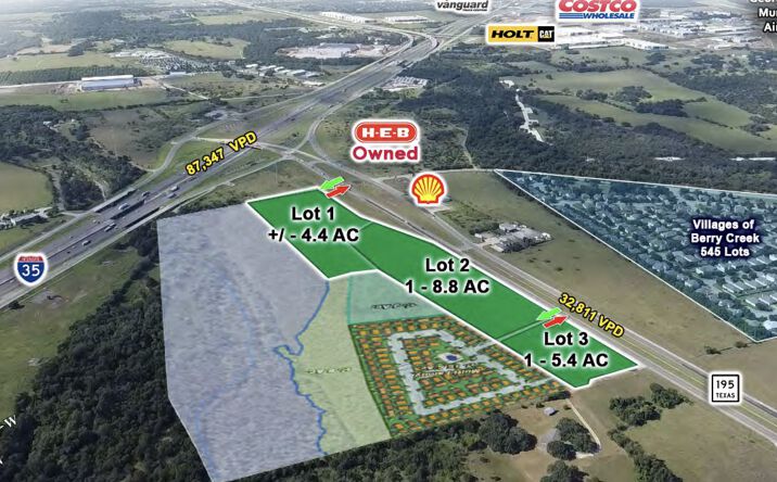 Pictures of Land property located at NWC Highway 195 & Interstate 35, Intersection of TX-195 & I-35, Georgetown, TX 78633 for sales - image #1