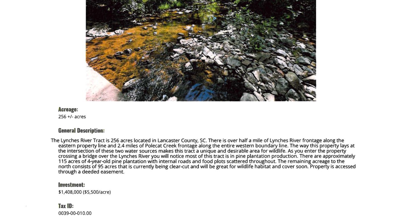 Tract B677 MC8975lynches River Tract, Heath Springs, SC 29058