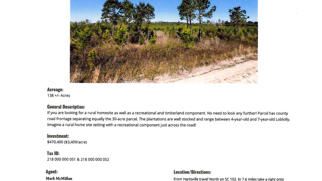 138 Acres, Chesterfield, SC 29709