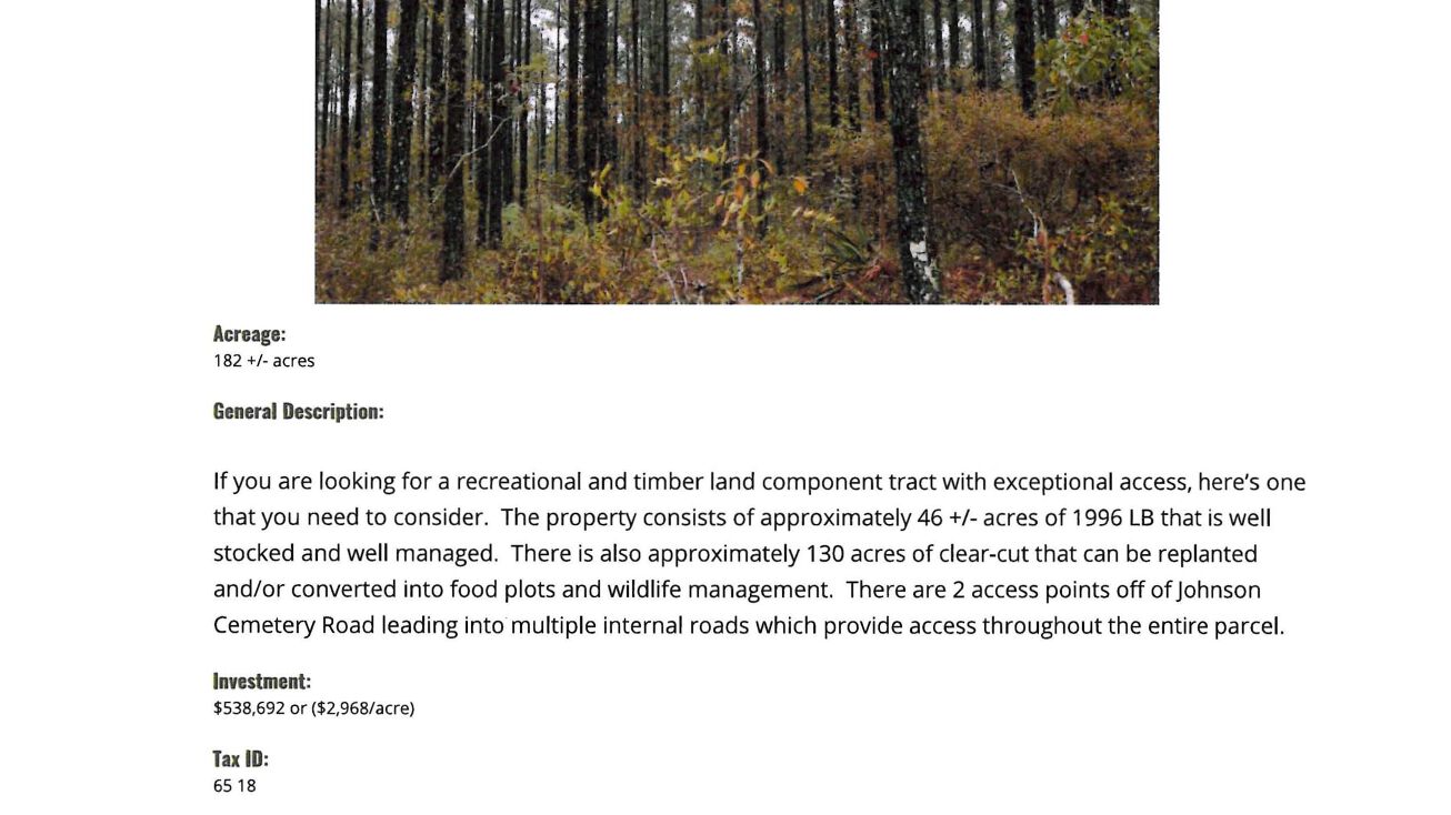 Tract 8543 Johnson Marion County, GA 31803