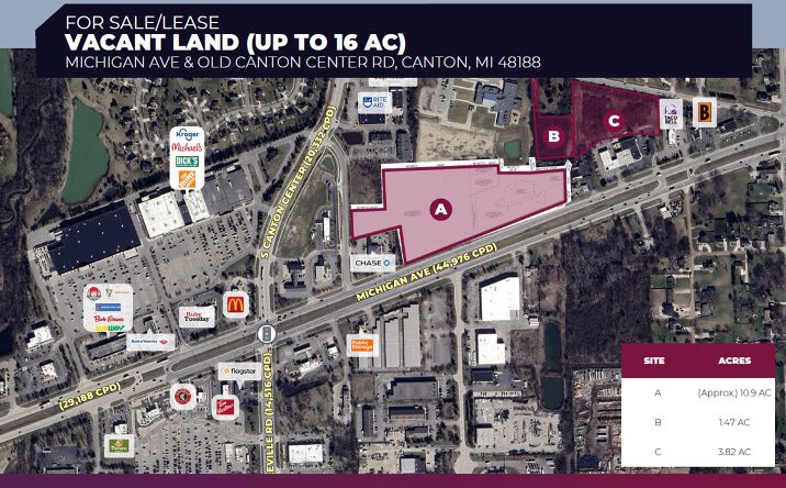 Pictures of Retail, Land property located at Michigan Ave & Old Canton Center Rd, Canton, MI 48188 for sales - image #1