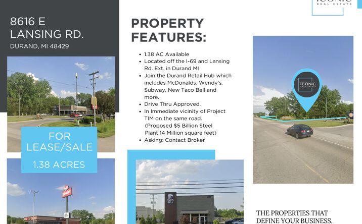 Pictures of Land, Retail property located at 8616 E Lansing Rd. Durand MI, Durand, MI 48429 for sales - image #1