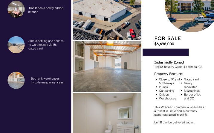 Pictures of Industrial, Office property located at 14640 Industry Cir, La Mirada, CA 90638 for sales - image #1