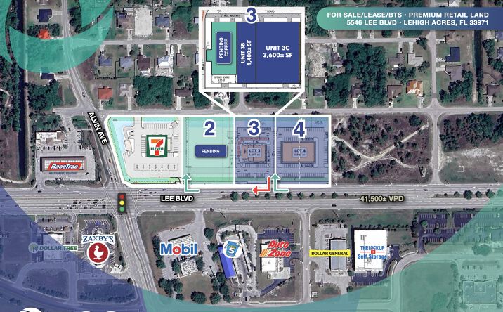 Pictures of Land, Retail property located at Ne Corner of Alvin Ave and Lee Blvd, Lehigh Acres, FL 33971 for sales - image #1