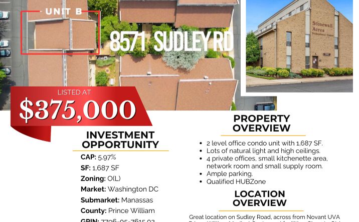 Pictures of Office property located at 8571 Sudley Rd, Manassas, VA 20110 for sales - image #1