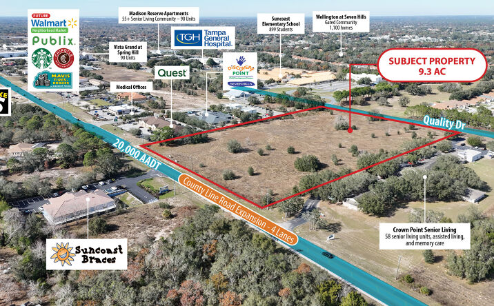 Pictures of Land, Mixed Use, Retail, Self Storage, Senior Living property located at 11225 County Line Rd, Spring Hill, FL 34609 for sales - image #1