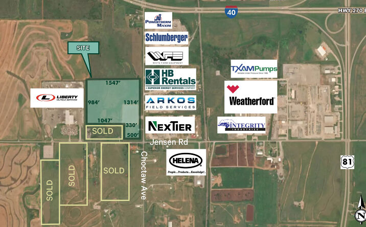 Pictures of Land property located at NWC Jensen Rd & Choctaw Ave, El Reno, OK 73036 for sales - image #1