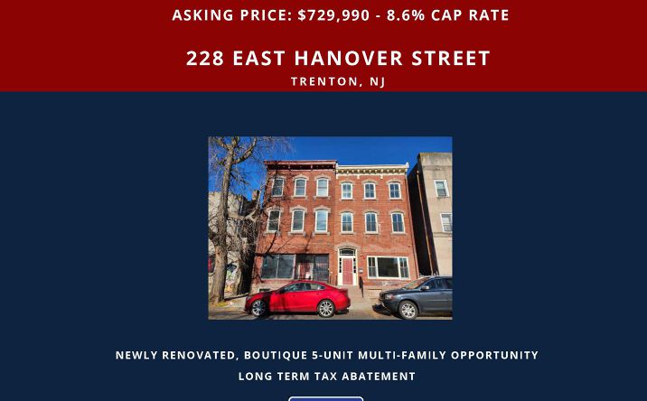 Pictures of Multifamily property located at 228 E Hanover St, Trenton, NJ 08608 for sales - image #1