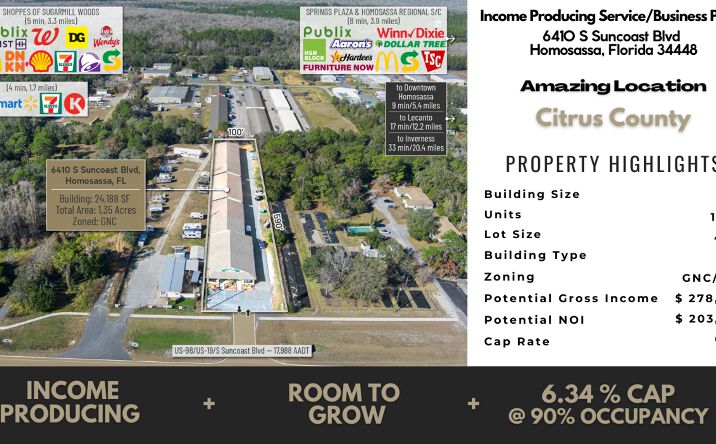 Pictures of Industrial, Retail, Self Storage property located at 6410 S Suncoast Blvd, Homosassa, FL 34446 for sales - image #1
