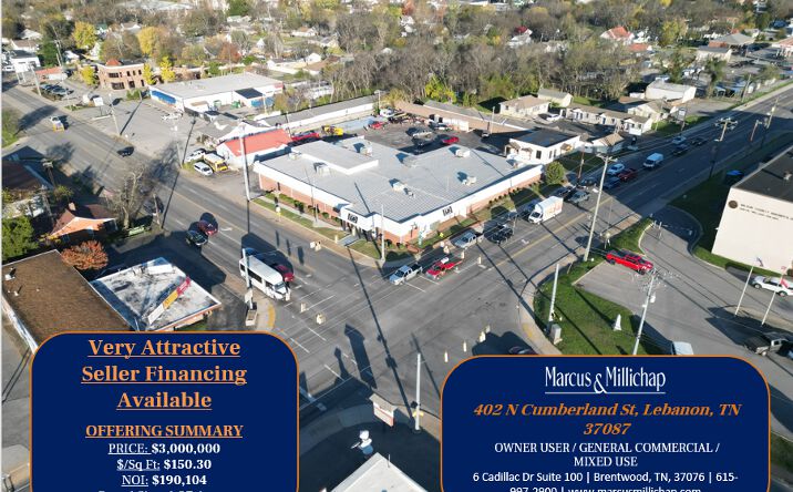 Pictures of Retail, Office, Industrial property located at 402 N Cumberland St, Lebanon, TN 37087 for sales - image #1