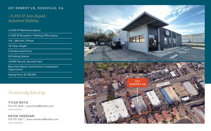 Pictures of Industrial, Mixed Use, Retail property located at 207 Kenroy Ln, Roseville, CA 95678 for sales - image #1