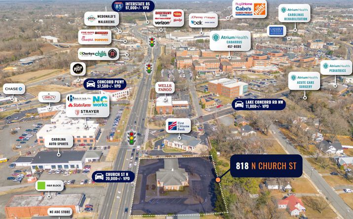 Pictures of Retail property located at 818 Church St N, Concord, NC 28025 for sales - image #1