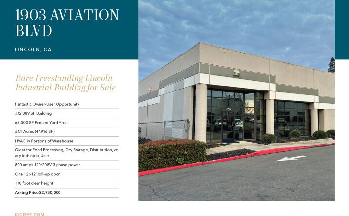 Pictures of Industrial property located at 1903 Aviation Blvd, Lincoln, CA 95648 for comps - image #1