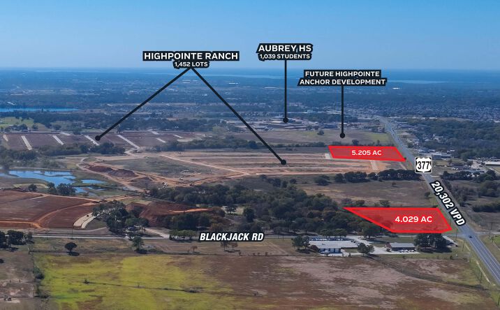 Pictures of Land property located at NEQ Hwy 377 & FM 428 & SEC Hwy 377 & Blackjack Rd, Aubrey, TX 76227 for sales - image #1