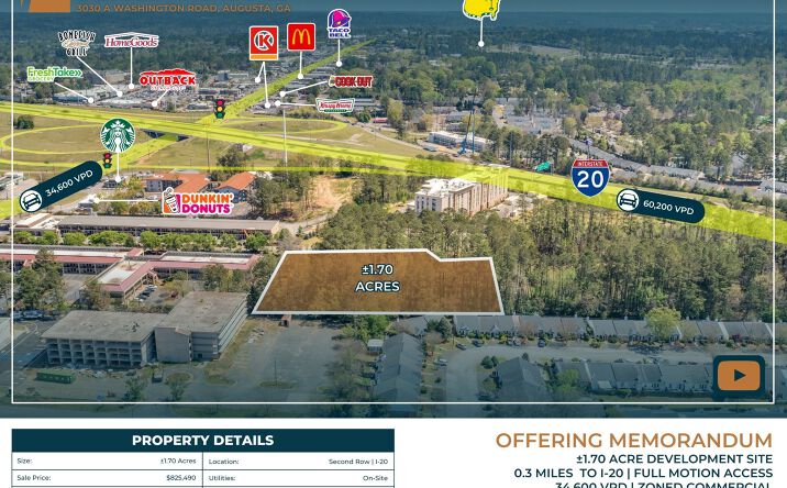 Pictures of Land property located at 3030 A Washington Rd., Augusta, GA 30907 for sales - image #1