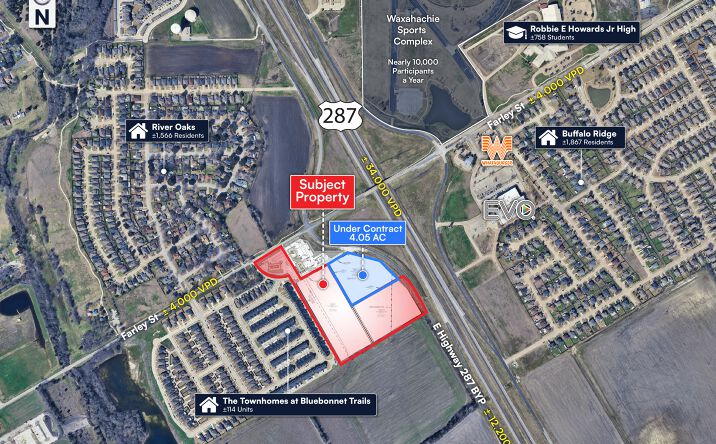 Pictures of Land property located at SWC S Hwy 287 & Farley St, Waxahachie, TX 75165 for sales - image #1