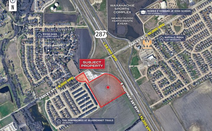 Pictures of Land property located at SWC S Hwy 287 & Farley St, Waxahachie, TX 75165 for sales - image #1
