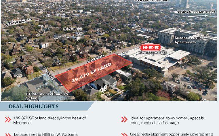 Pictures of Hospitality, Land, Multifamily, Retail, Self Storage property located at 1737-1755 W Alabama, Houston, TX 77098 for sales - image #1