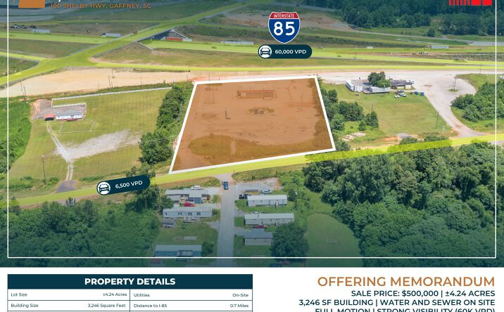 Pictures of Land, Retail property located at 100 Shelby Hwy, Gaffney, SC 29340 for sales - image #1