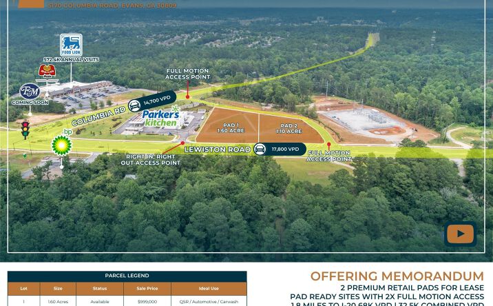 Pictures of Land property located at 5170 Columbia Rd, Evans, GA 30809 for sales - image #1
