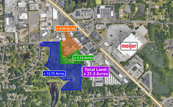 Pictures of Land property located at 4309-4355 Highland & Pontiac Lake Road, Waterford, MI 48328 for sales - image #1