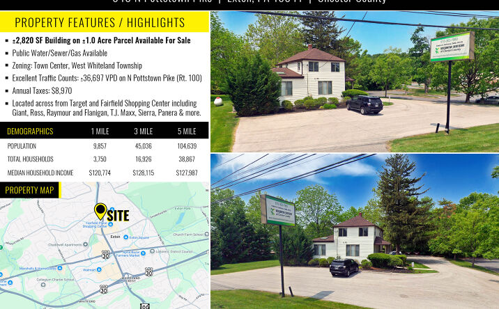 Pictures of Land, Office, Retail property located at 340  N Pottstown Pike, Exton, PA 19341 for sales - image #1