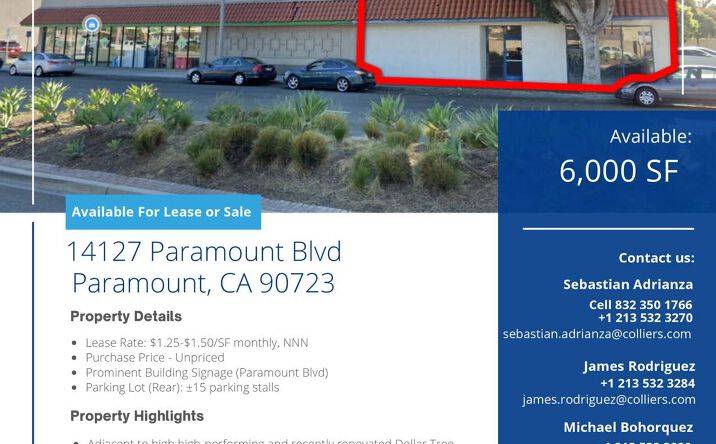 Pictures of Retail property located at 14127 Paramount Blvd, Paramount, CA 90723 for sales - image #1