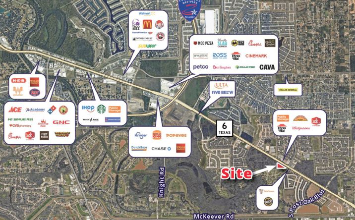 Pictures of Land, Mixed Use, Retail, Self Storage property located at Highway 6 and Darby Lane, Missouri City, TX 77459 for sales - image #1