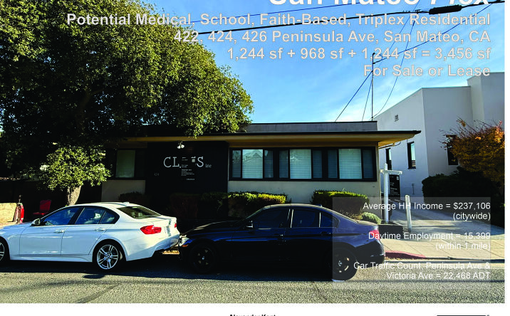 Pictures of Mixed Use, Multifamily, Office, Retail, Senior Living property located at 422-426 Peninsula Ave, San Mateo, CA 94401 for sales - image #1