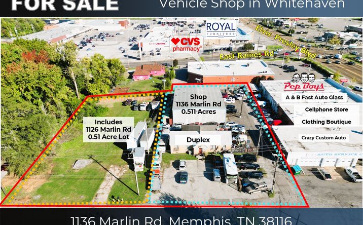 Pictures of Industrial, Retail, Special Purpose property located at 1136 Marlin Rd, Memphis, TN 38116 for sales - image #1