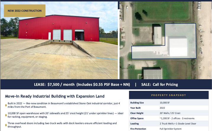 Pictures of Industrial, Mixed Use, Retail property located at 4895 Stone Oak, Beaumont, TX 77705 for sales - image #1
