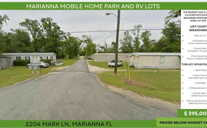 Pictures of Mobile Home Park, Multifamily property located at 2204 Mark Ln, Marianna, FL 32448 for sales - image #1