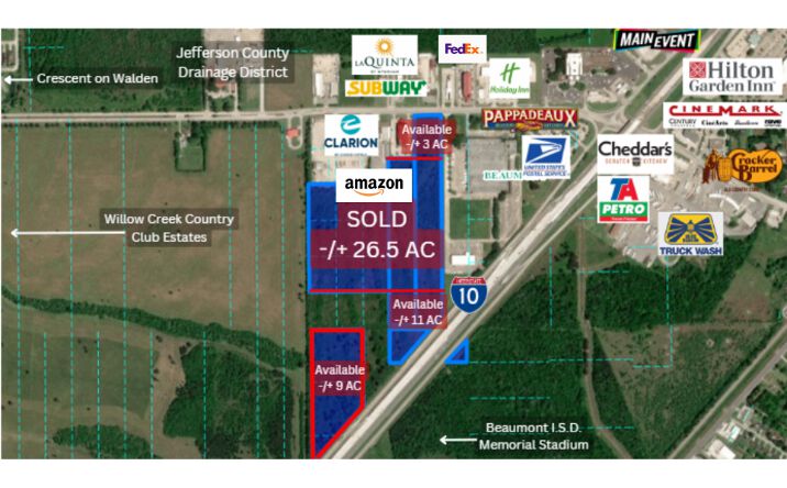 Pictures of Hospitality, Industrial, Land, Mixed Use, Multifamily property located at +/- 9 Acres I-10 W Beaumont, TX 77707-2502, Beaumont, TX 77705 for sales - image #1