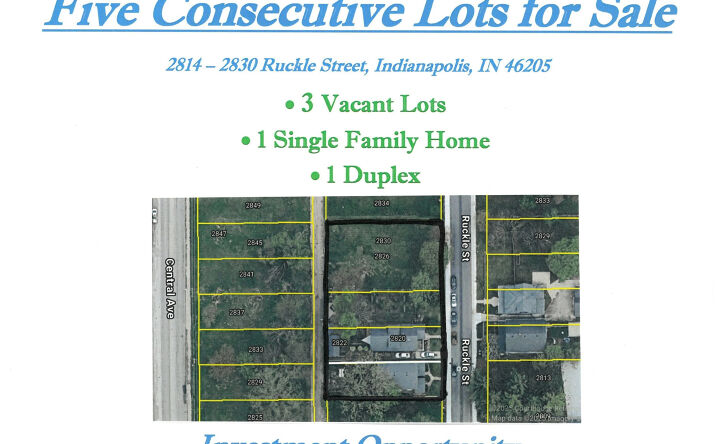 Pictures of Multifamily, Land property located at 2814-2830 Ruckle St, Indianapolis, IN 46205 for sales - image #1