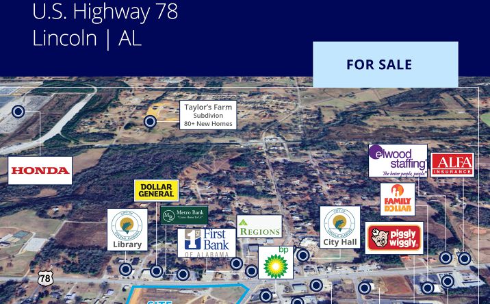 Pictures of Land property located at US Hwy 78 & Magnolia Street, Lincoln, AL 35096 for sales - image #1