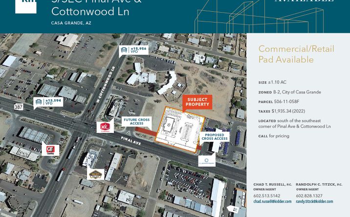 Pictures of Land, Retail property located at SSEC Pinal Ave and Cottonwood Ln, Casa Grande, AZ 85122 for sales - image #1