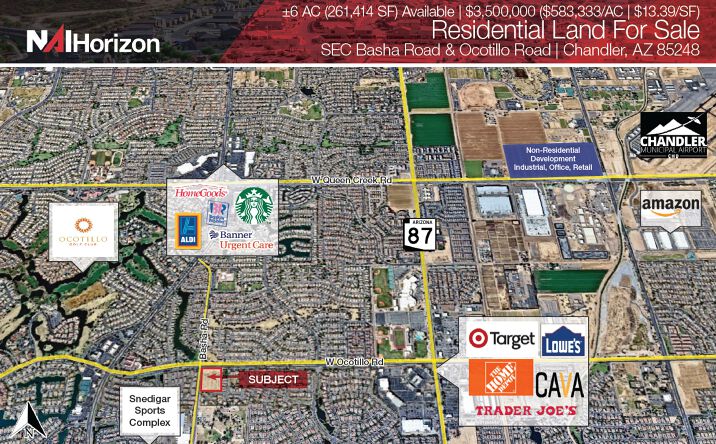 Pictures of Land property located at SEC Basha Road & Ocotillo Road, Chandler, AZ 85248 for sales - image #1