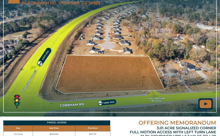 Pictures of Land, Retail property located at 00 Cobbham Road, Thomson, GA 30824 for sales - image #1