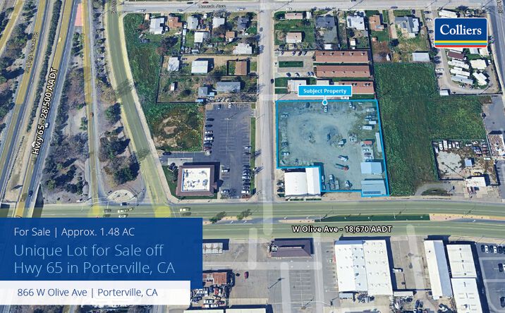 Pictures of Industrial, Land, Retail property located at 866 W Olive Ave, Porterville, CA 93257 for sales - image #1